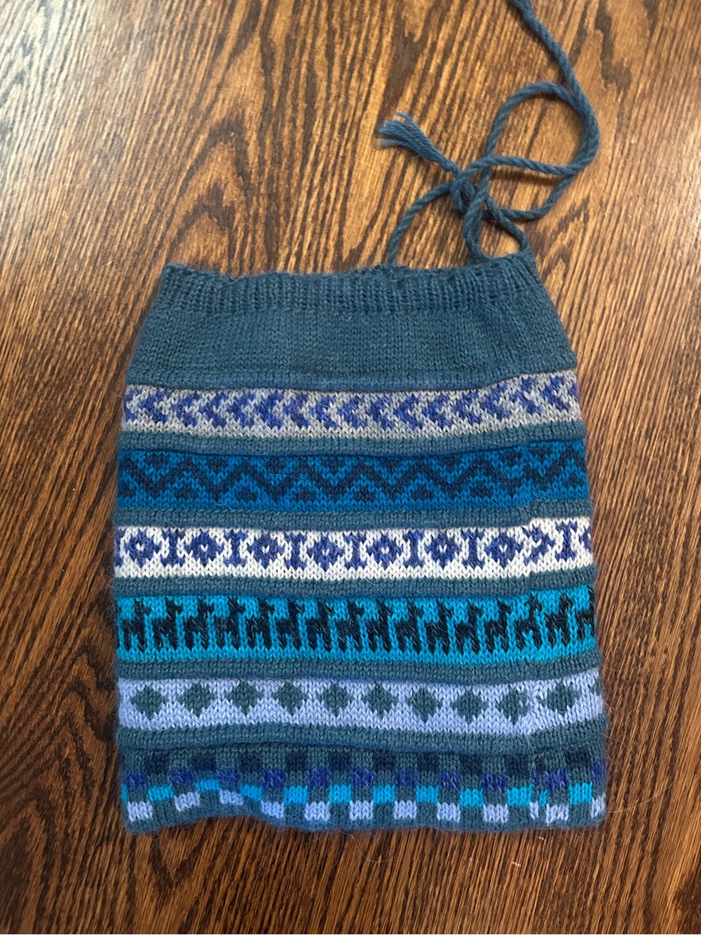 Teal & Blue Fair Isle Knit Converible Neck Warmer or Toque Hat